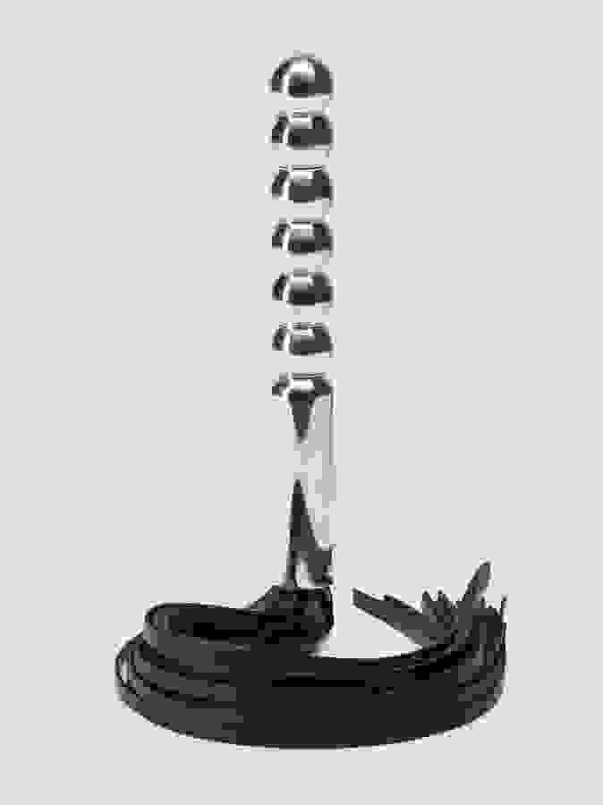 DOMINIX Deluxe Aluminium Dildo with Leather Flogger, Silver, hi-res